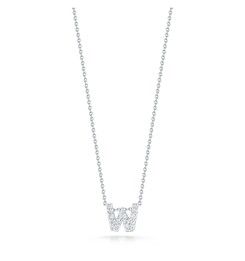 Roberto Coin Tiny Treasures White Gold "Love Letter" Initial Pendant